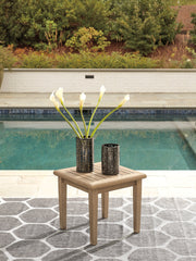 Clare View 2 Outdoor Chairs with End Table in Beige from Ashley - Lara Furniture