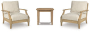 Clare View 2 Outdoor Chairs with End Table in Beige from Ashley - Lara Furniture