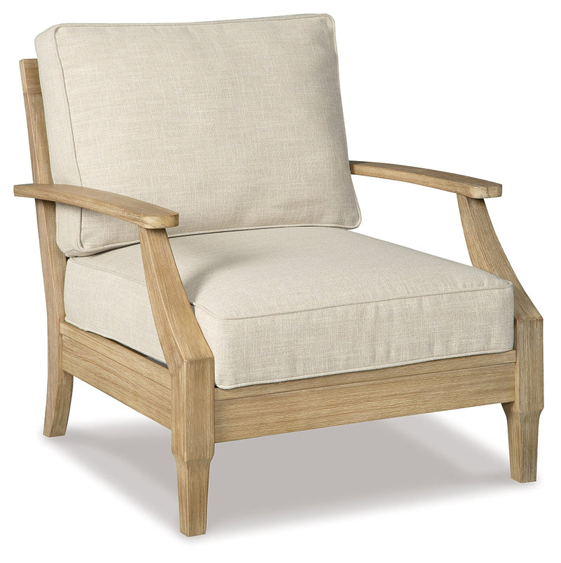 Clare View 2 Outdoor Chairs with End Table in Beige from Ashley - Lara Furniture