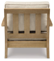 Clare View 2 Outdoor Chairs with End Table in Beige from Ashley - Lara Furniture