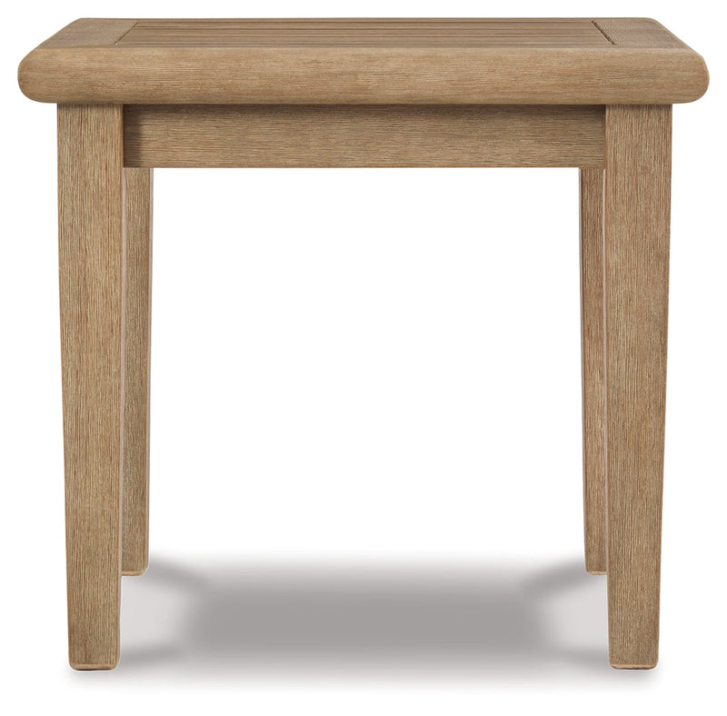 Clare View 2 Outdoor Chairs with End Table in Beige from Ashley - Lara Furniture
