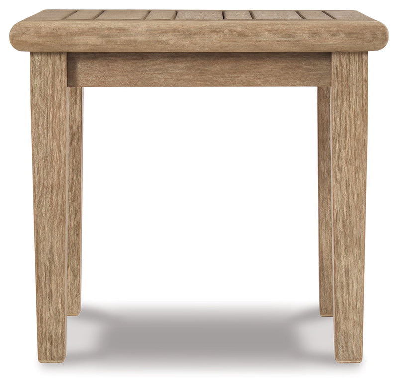 Clare View 2 Outdoor Chairs with End Table in Beige from Ashley - Lara Furniture
