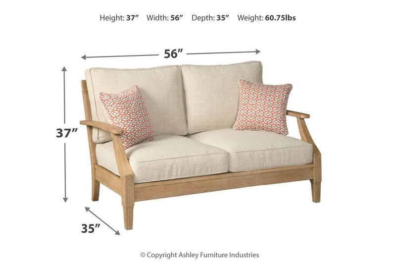 Clare View Beige Loveseat with Cushion - Lara FurnitureLoveseat