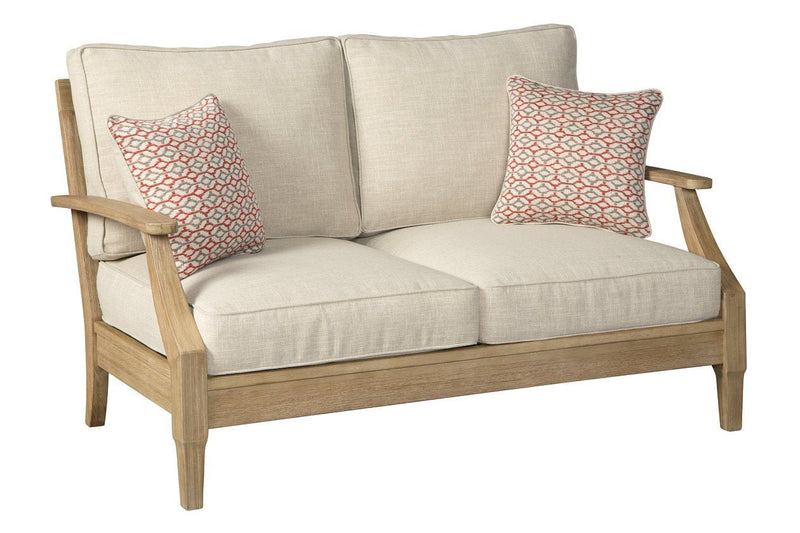 Clare View Beige Loveseat with Cushion - Lara FurnitureLoveseat