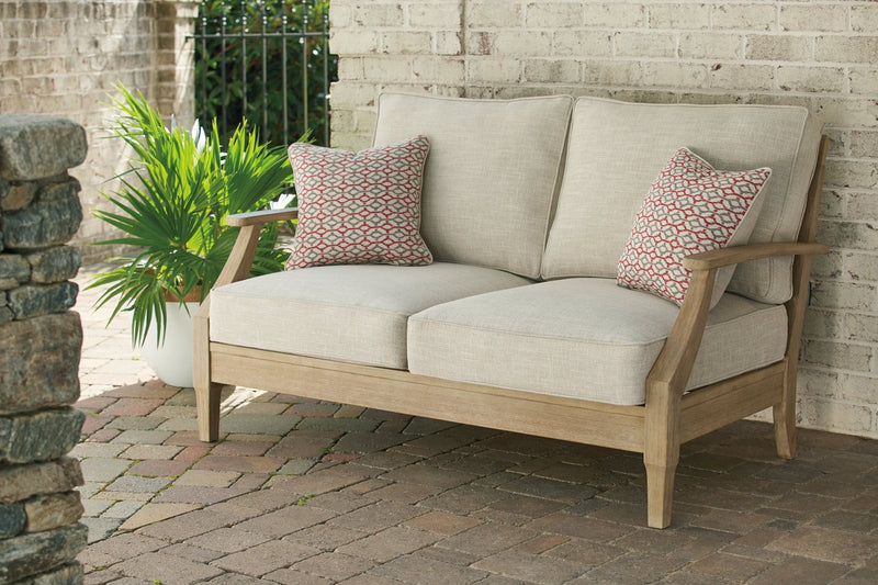 Clare View Beige Loveseat with Cushion - Lara FurnitureLoveseat