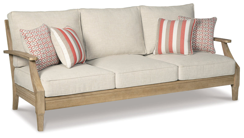 Clare View Outdoor Sofa and  2 Lounge Chairs with Coffee Table and 2 End Tables in Beige - PKG015420