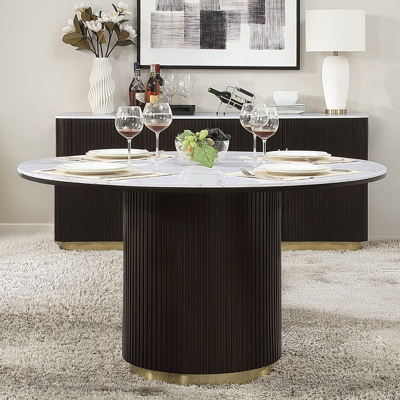 Clayten Round Dining Table w/Marble - DN03950