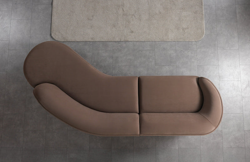 Cloe Coffee Velvet Curved 134" RAF Sectional - CLOECOFVL-SECRAF