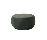 Cloe Green Velvet Round Ottoman - CLOEGREENVL-OTT