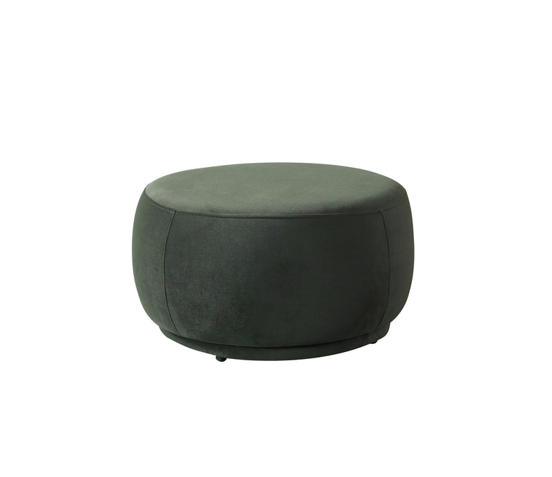 Cloe Green Velvet Round Ottoman - CLOEGREENVL-OTT