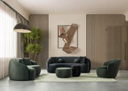 Cloe Green Velvet Round Ottoman - CLOEGREENVL-OTT