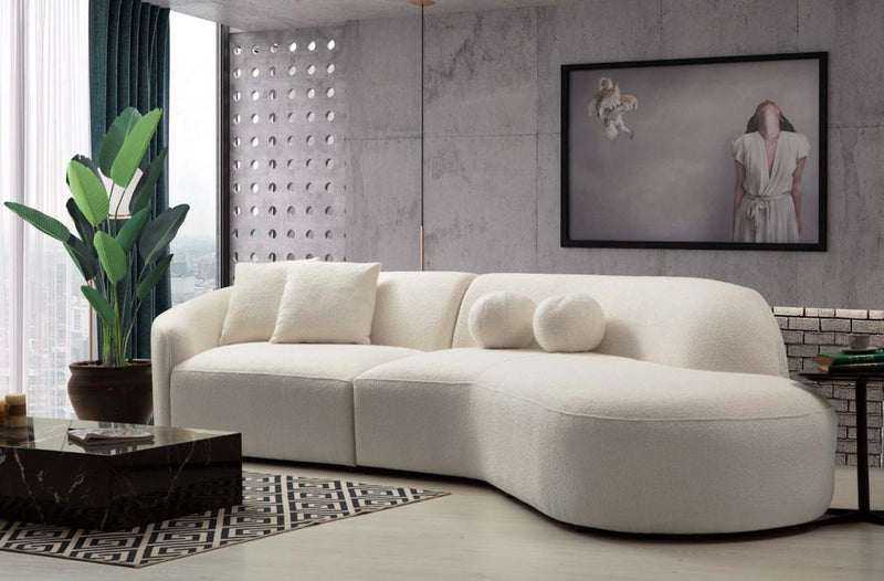 Cloe Ivory Boucle Curved RAF Sectional - Lara FurnitureSectional