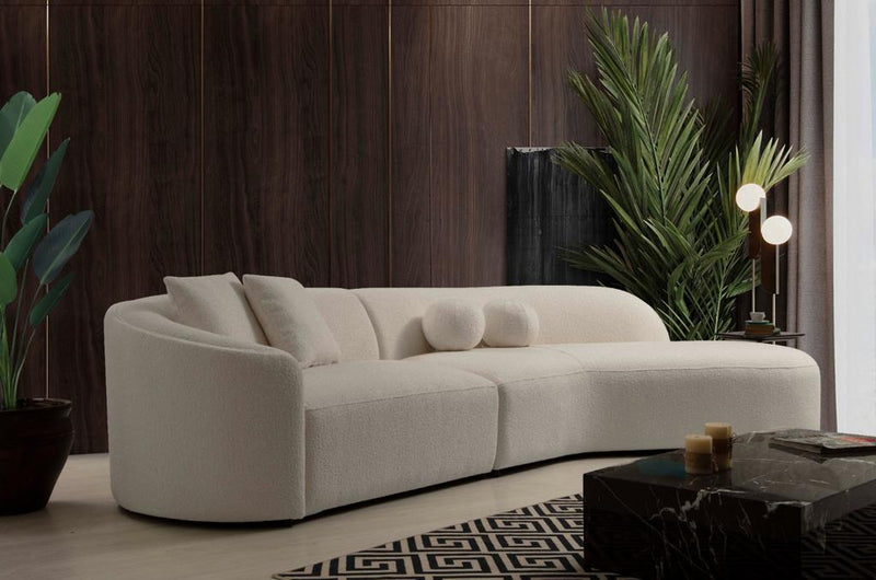 Cloe Ivory Boucle Curved RAF Sectional - Lara FurnitureSectional