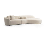 Cloe Ivory Boucle Curved RAF Sectional - Lara FurnitureSectional