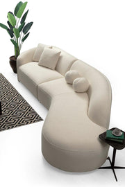 Cloe Ivory Boucle Curved RAF Sectional - Lara FurnitureSectional