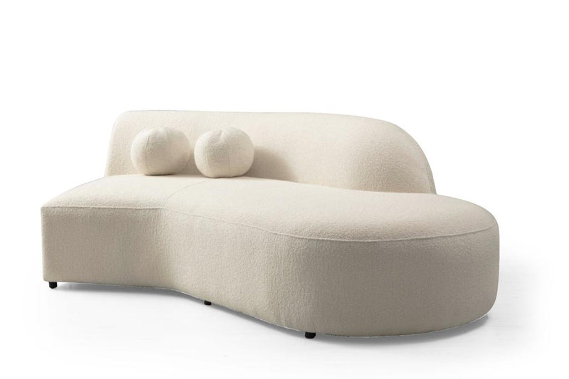 Cloe Ivory Boucle Curved RAF Sectional - Lara FurnitureSectional