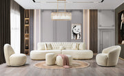 Cloe Ivory Boucle Round Ottoman - CLOEIVORY-OTT