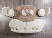 Cloe Ivory Boucle Round Ottoman - CLOEIVORY-OTT