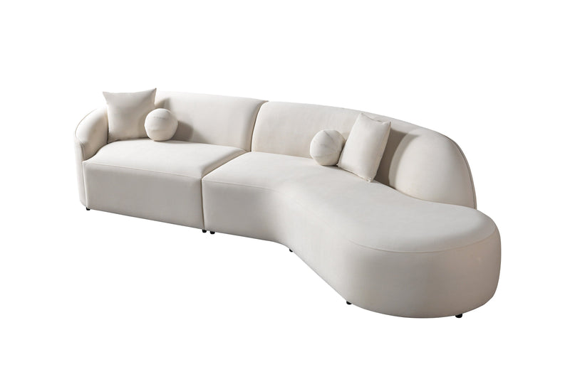 Cloe Ivory Velvet Curved 134" RAF Sectional - CLOEIVVL-SECRAF