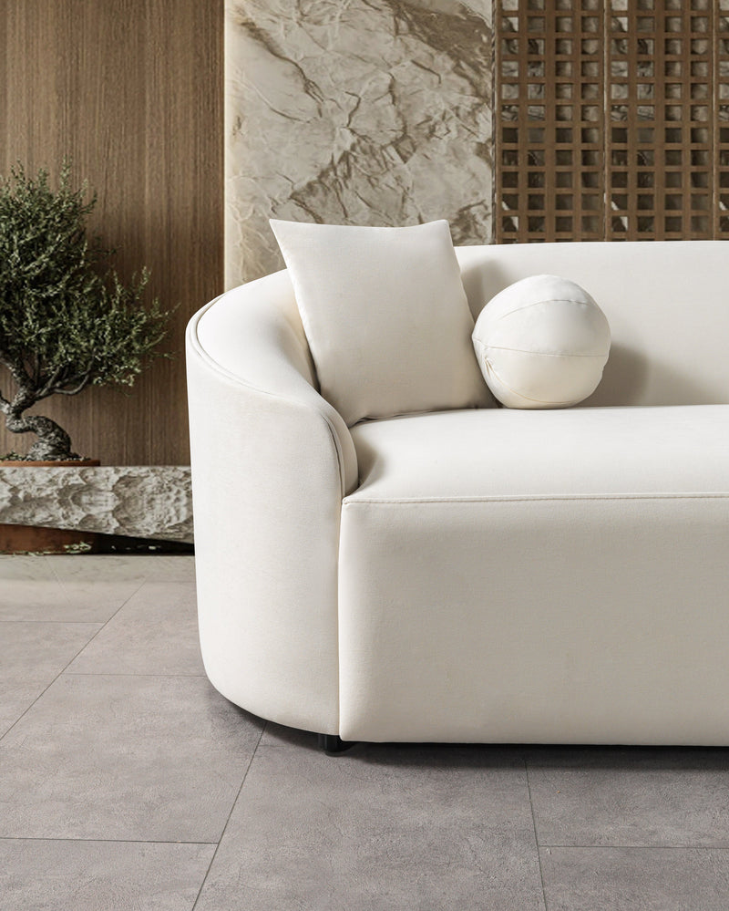 Cloe Ivory Velvet Curved 134" RAF Sectional - CLOEIVVL-SECRAF