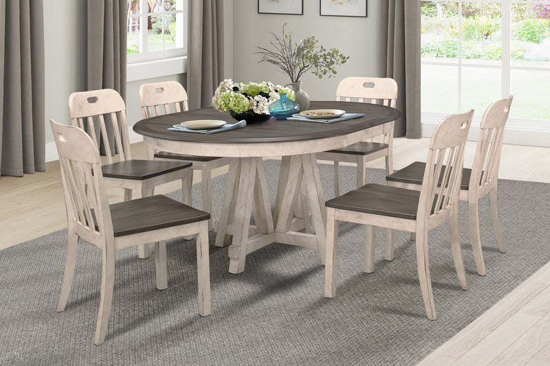 Clover White/Gray Round/Oval Extendable Dining Set - Lara FurnitureDining Room Set