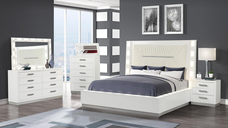 Coco King 5 Pc Bedroom Set in Milky White - Coco King 5 Pc Bedroom Set in Milky White