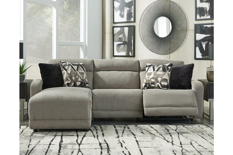 Colleyville Stone 3 - Piece Power Reclining Sectional with Chaise - Gate FurniturePower Reclining Sectional