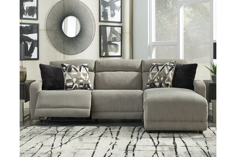 Colleyville Stone 3 - Piece Power Reclining Sectional with Chaise - Gate FurniturePower Reclining Sectional