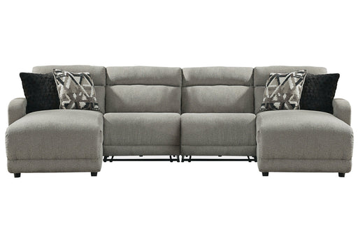 Colleyville Stone 4 - Piece Power Reclining Sectional with Chaise - Gate FurniturePower Reclining Sectional
