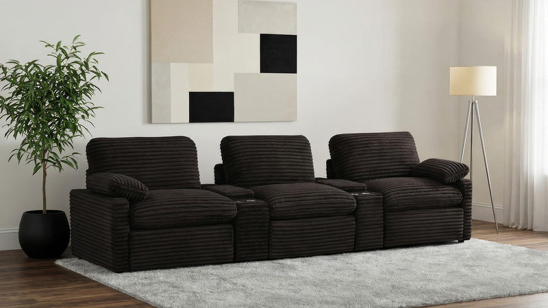 Collins 5-Piece Power Reclining Home Theater Seating Chocolate Brown - 610351PT