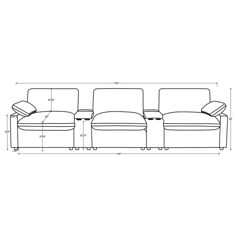 Collins 5-Piece Power Reclining Home Theater Seating Chocolate Brown - 610351PT