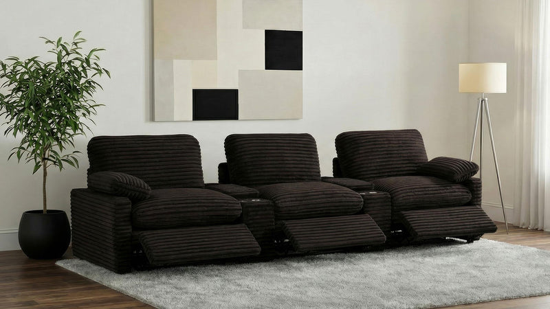 Collins 5-Piece Power Reclining Home Theater Seating Chocolate Brown - 610351PT