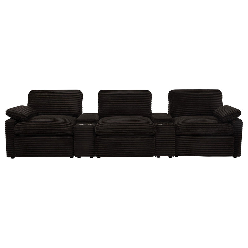 Collins 5-Piece Power Reclining Home Theater Seating Chocolate Brown - 610351PT