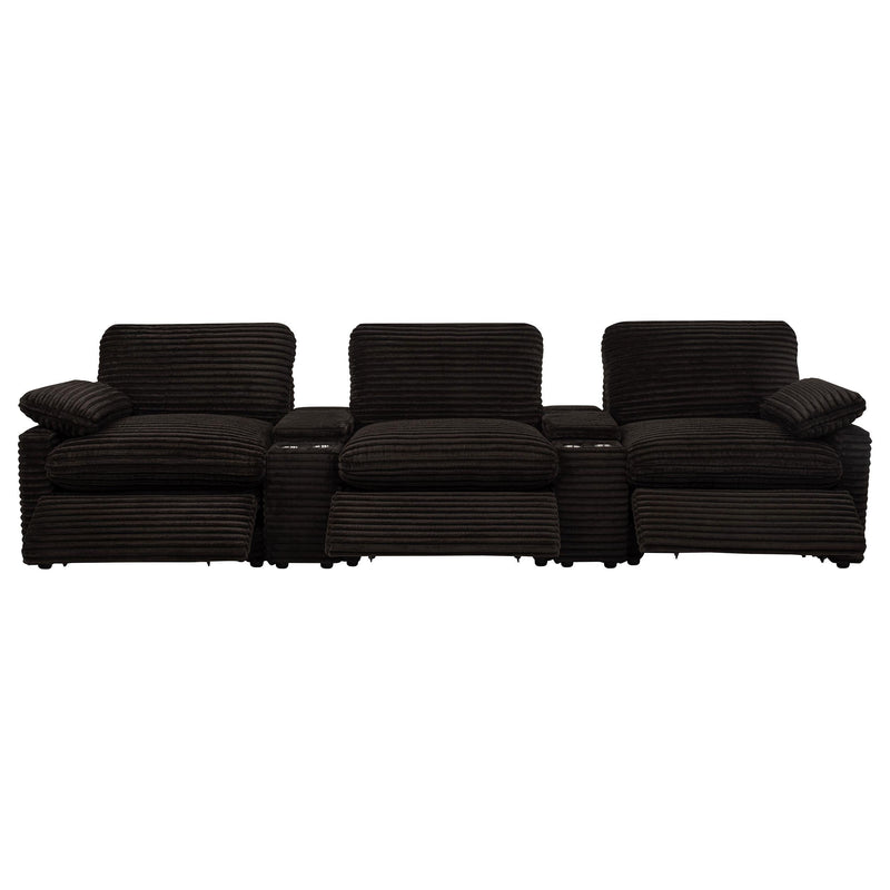 Collins 5-Piece Power Reclining Home Theater Seating Chocolate Brown - 610351PT