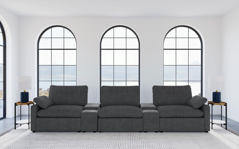 Collins 5-Piece Power Reclining Home Theater Seating Dark Grey - 609531PT