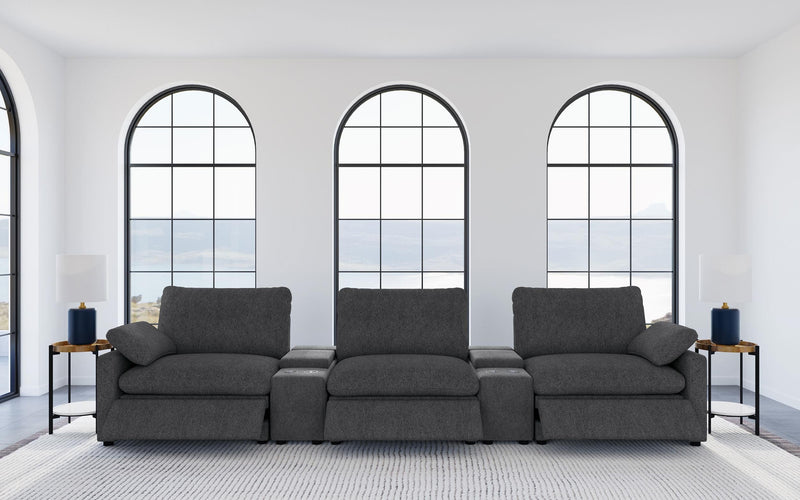 Collins 5-Piece Power Reclining Home Theater Seating Dark Grey - 609531PT