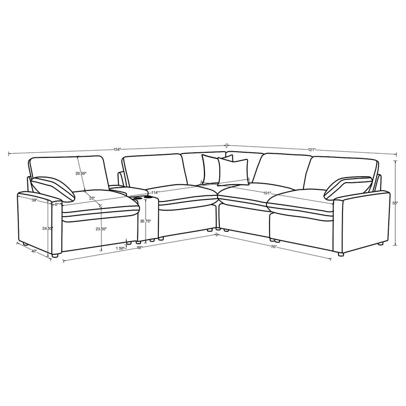Collins 6-piece Modular Power Reclining Sectional Grey - 609560P-SET