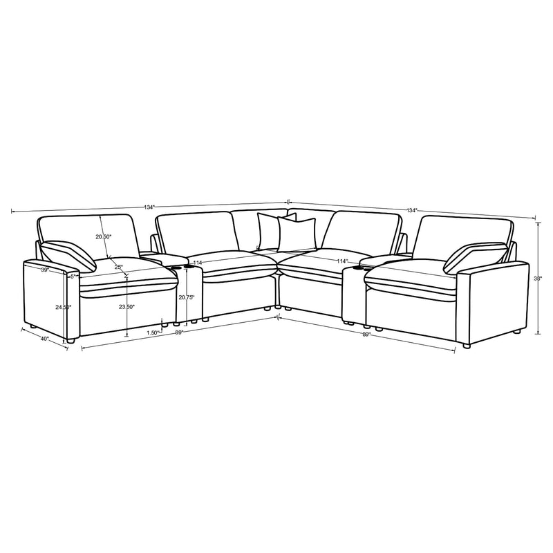 Collins 7-piece Modular Power Reclining Sectional Chocolate Brown - 610350P-SETA