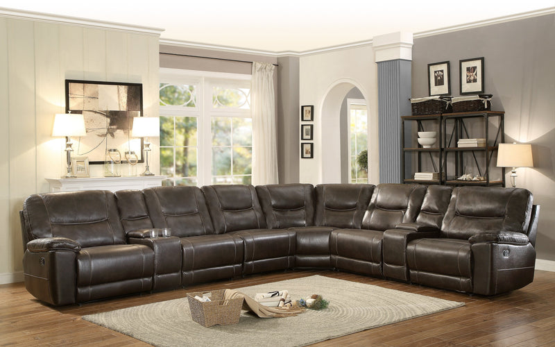 Columbus Brown Reclining Sectional - Lara FurnitureSectional