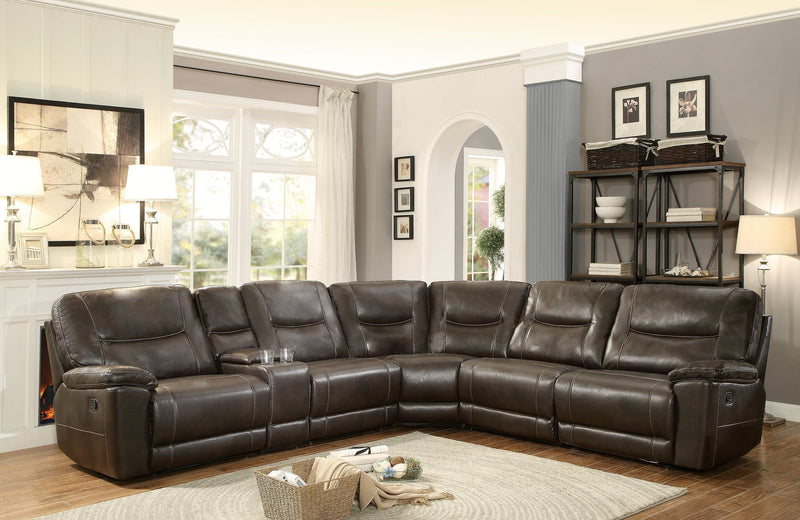 Columbus Brown Reclining Sectional - Lara FurnitureSectional