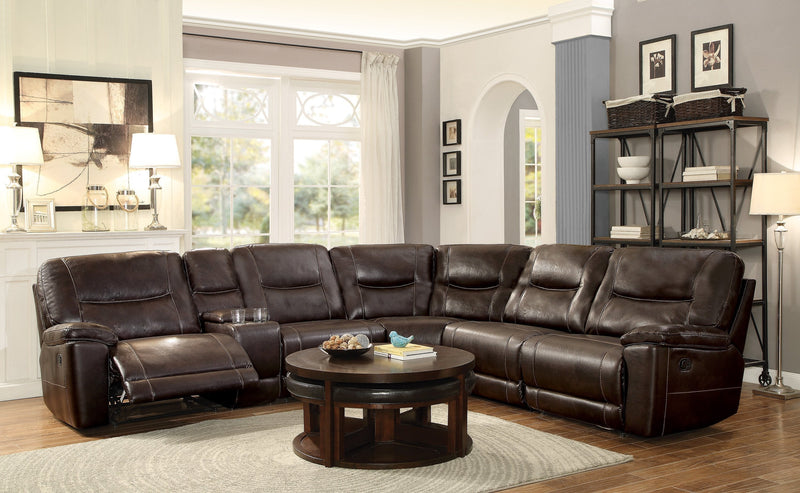 Columbus Brown Reclining Sectional - Lara FurnitureSectional