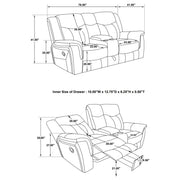 Conrad 2-piece Upholstered Padded Arm Motion Sofa Set Grey - 650354-S2