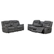 Conrad 2-piece Upholstered Padded Arm Motion Sofa Set Grey - 650354-S2