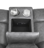 Conrad 3-piece Upholstered Padded Arm Motion Sofa Set Grey - 650354-S3