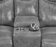 Conrad 3-piece Upholstered Padded Arm Motion Sofa Set Grey - 650354-S3