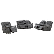 Conrad 3-piece Upholstered Padded Arm Motion Sofa Set Grey - 650354-S3