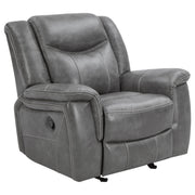 Conrad 3-piece Upholstered Padded Arm Motion Sofa Set Grey - 650354-S3