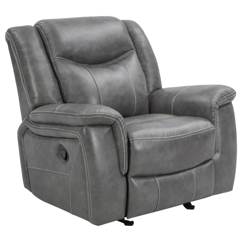 Conrad 3-piece Upholstered Padded Arm Motion Sofa Set Grey - 650354-S3