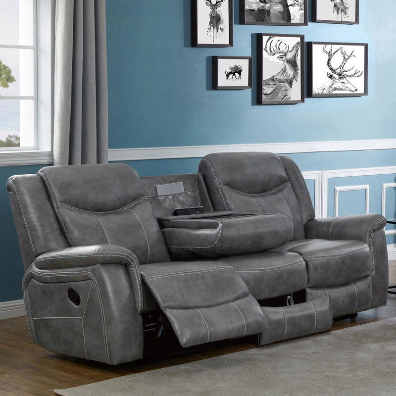 Conrad Upholstered Padded Arm Motion Sofa Grey - 650354