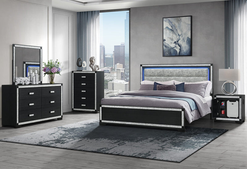 Soleil Charcoal Queen Bed Group With Cooler And Speaker - SOLEIL-CHARCOAL-QBG W/ COOLER
